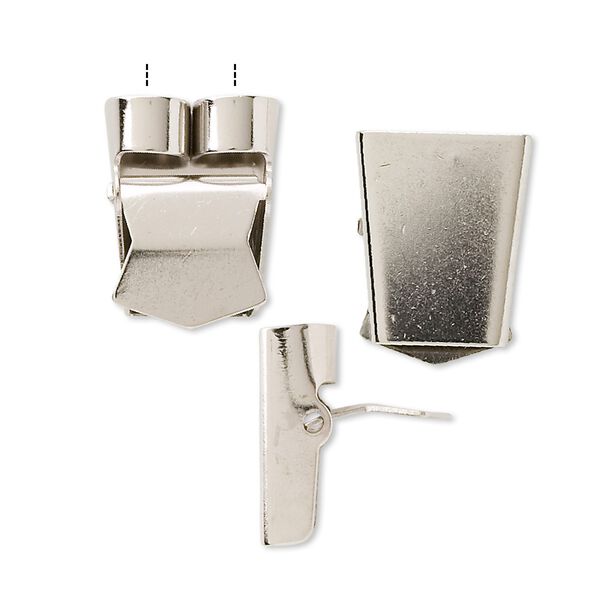 Bolo slide, nickel-plated brass, 19x16mm lever-action. Sold per pkg of 10. image number 0