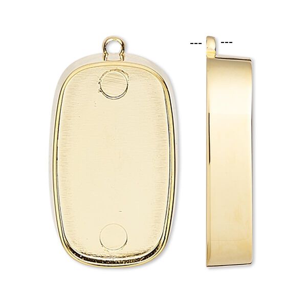 Focal, gold-plated "pewter" (zinc-based alloy), 30x18mm rounded rectangle with 28x16mm non-calibrated rectangle setting. Sold individually. image number 0