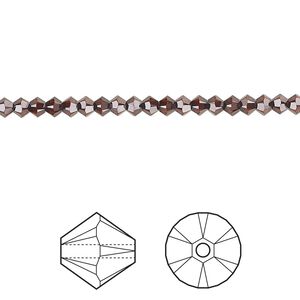 Bead 48pk smoked amber, Crystal Passions® 3mm bicone 5328