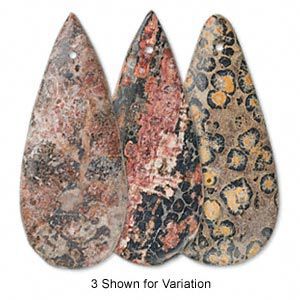 Leopardskin jasper 1pkg1, top-drilled flat teardrop focal natural 46x20mm