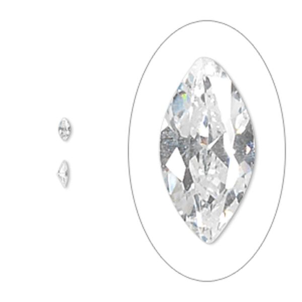 Gem, cubic zirconia, spinel white, 4x2mm faceted marquise, Mohs hardness 8-1/2. Sold per pkg of 5. image number 0