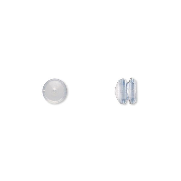 Earnut, silicone, clear, 6x5mm mushroom. Sold per pkg of 2 pairs. image number 0