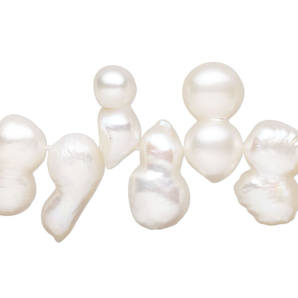 Freshwater pearl 1pkg1, top-drilled flat-sided freeform, 14 inch white 9x9mm-17x10mm cultured image number 0