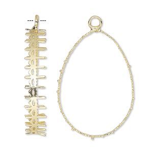 Focal, gold-finished brass, 30.5x22mm teardrop with open back and decorative trim, 30x20mm pear bezel. Sold per pkg of 4.