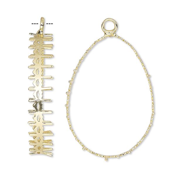 Focal, gold-finished brass, 30.5x22mm teardrop with open back and decorative trim, 30x20mm pear bezel. Sold per pkg of 4. image number 0