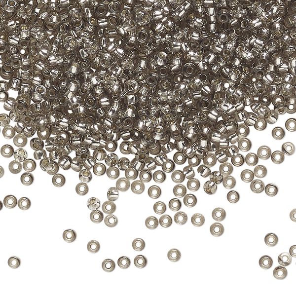 Seed bead, Preciosa Ornela Czech glass, pkg/500g, #11 rocaille, translucent solgel dyed silver-lined grey, (78141). image number 0