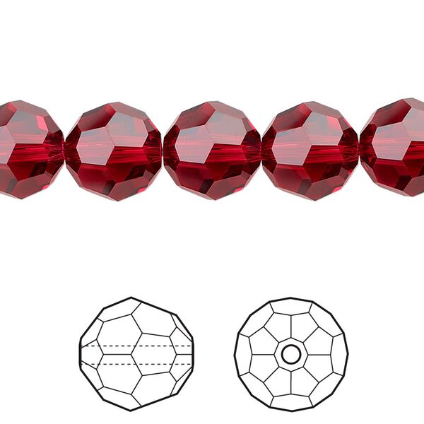 Bead 144pk scarlet, Swarovski® 10mm round 5000 image number 0