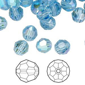 Bead 12pk aquamarine shimmer, Crystal Passions® 8mm round 5000