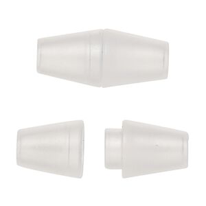 Clasp breakaway 1pkg50, 27x12mm double cone / safety lanyard clasp / fits 4mm cord, polypropylene / translucent clear 1-strand