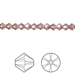 Bead 144pk blush rose, Crystal Passions® 4mm bicone 5328