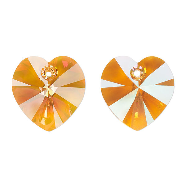 Drop 72pk crystal lava, Preciosa Czech crystal 18mm pendant heart image number 0