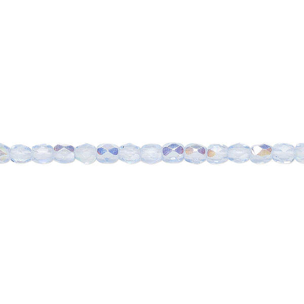 Bead, Czech fire-polished glass, blue AB, 3mm faceted round. Sold per 15-1/2" to 16" strand. image number 0