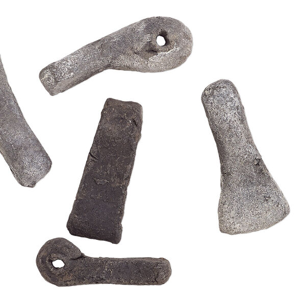 Focal mix, clay, black and grey, 30x11mm-39x18mm paddle. Sold per pkg of 5. image number 0
