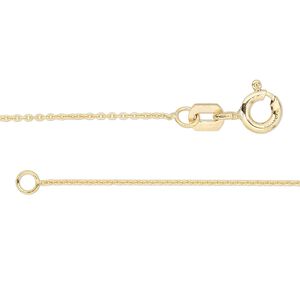 Chain 1pkg1 14Kt gold-filled cable, 1mm oval / springring clasp, Gossamer™ 18 inch