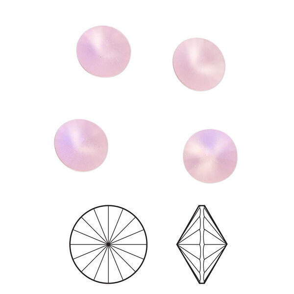 Chaton 8pk light rose frost foil back, Crystal Passions® 8.16-8.41mm rivoli SS39 1122 image number 0