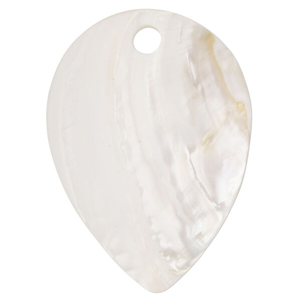 Focal, blister pearl shell (bleached), 3-1/2 x 2-1/2-inch domed leaf, Mohs hardness 3-1/2. Sold individually. image number 0