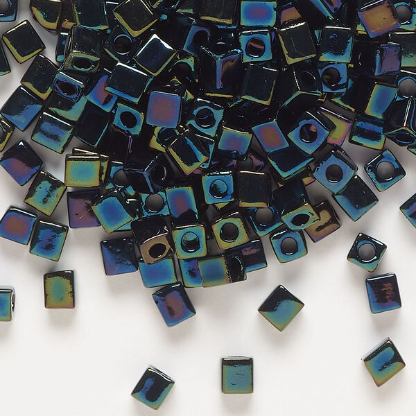 Seed bead, Miyuki, glass, pkg/25g, 3.5-3.7mm square, opaque metallic purple (SB-452). image number 0
