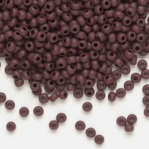 Seed bead, Preciosa Ornela Czech glass, pkg/50g, #8 rocaille, opaque matte dark brown, (13780). image number 0