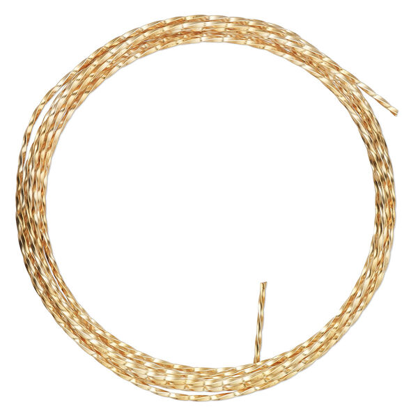 Wire, ParaWire™, gold-finished copper, twisted square, 18 gauge. Sold per 8-foot section. image number 0