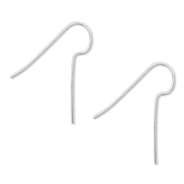 Ear wire, silver-plated brass, 24mm fishhook with 16mm shank, 22 gauge. Sold per pkg of 50 pairs. image number 0