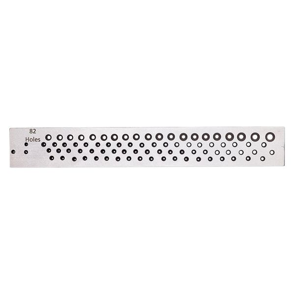 Draw plate, steel, 8-1/4 x 1-1/4 inch rectangle with 82 graduated holes. Sold individually. image number 0