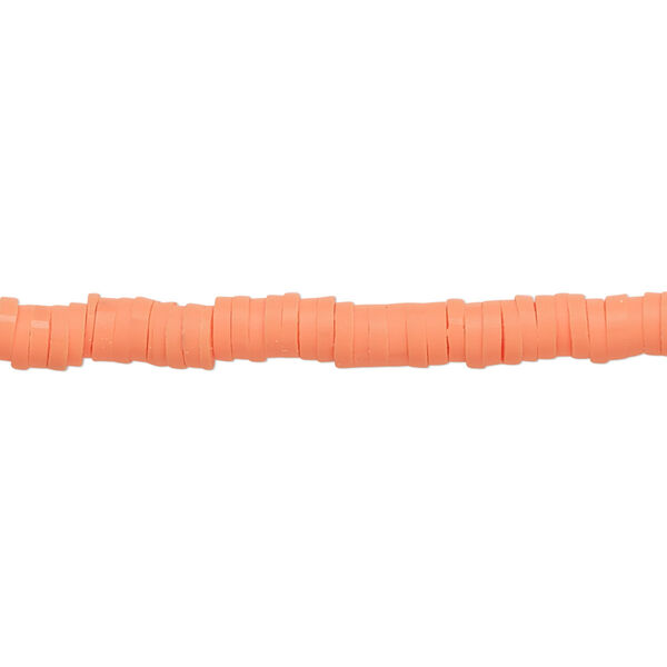 Bead, polymer clay, opaque orange, 4x1mm heishi. Sold per pkg of (2) 15-1/2" to 16" strands. image number 0