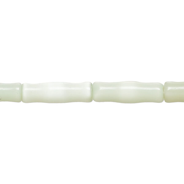 Bead, cat's eye glass (fiber optic glass), sea green, 17x5mm-17x7mm vase. Sold per 14-inch strand, approximately 20 beads. image number 0