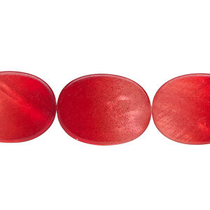 Mother-of-pearl shell 1pkg1, flat oval bead 15 inch shaded red 20x15mm