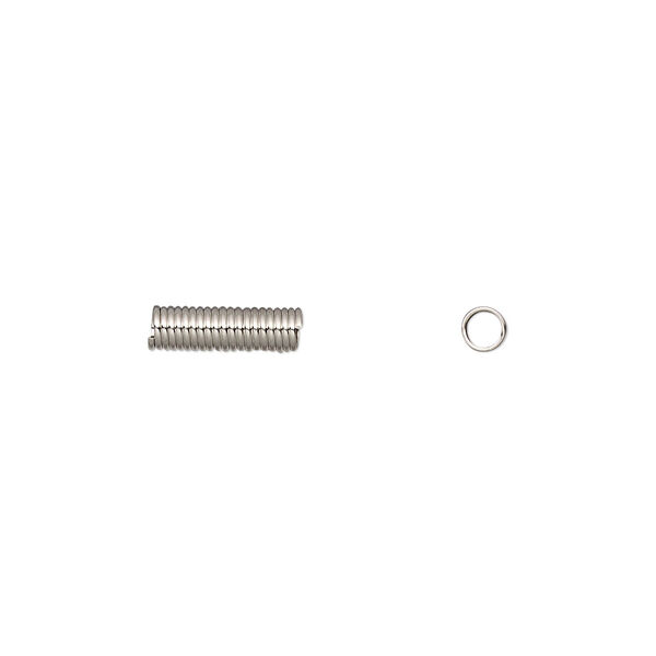 Cord coil, nickel-plated brass, 10x3mm, 2mm inside diameter. Sold per pkg of 100. image number 0