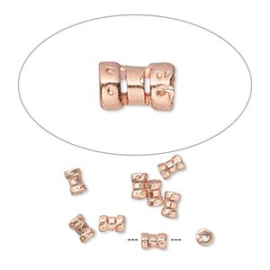 Crimp, JBB Findings, copper-plated brass, 4x2.5mm tube, 1mm inside diameter. Sold per pkg of 10.