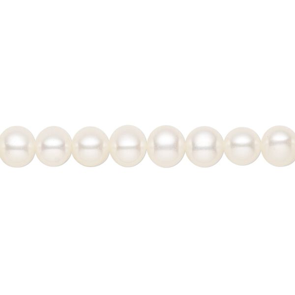 Pearl 1pkg1 freshwater, semi-round, White Lotus&trade; 15.5-16 inch white 5-6mm cultured image number 0
