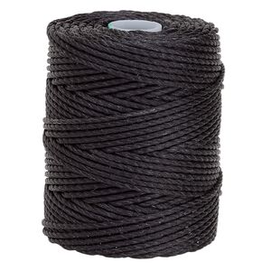 Thread, C-Lon®, nylon, black, 0.9mm diameter. Sold per 39-yard spool.