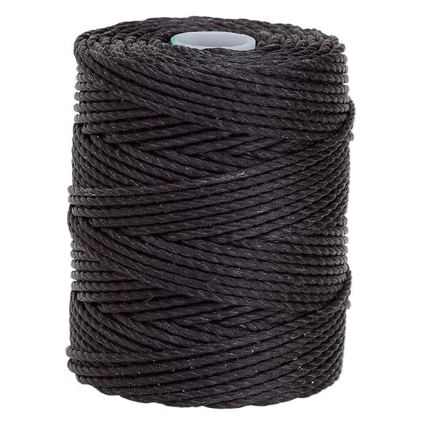 Thread, C-Lon®, nylon, black, 0.9mm diameter. Sold per 39-yard spool. image number 0