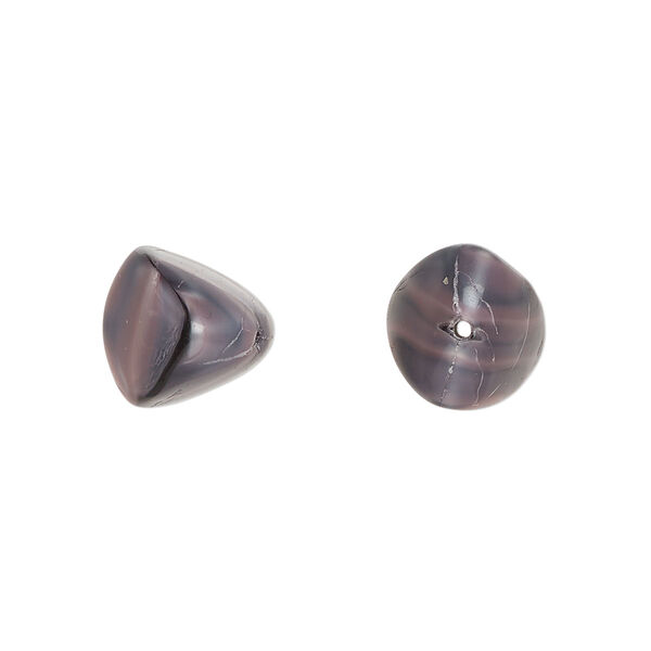 Bead, Czech pressed glass, pink/dark blue, 12x11mm trigon. Sold per 15" to 16" strand. image number 0