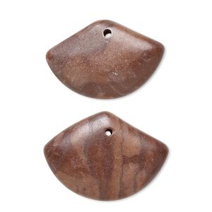 Brown zebra stone 1pkg2, flat back puffed fan drop natural 23x17mm-26x19mm