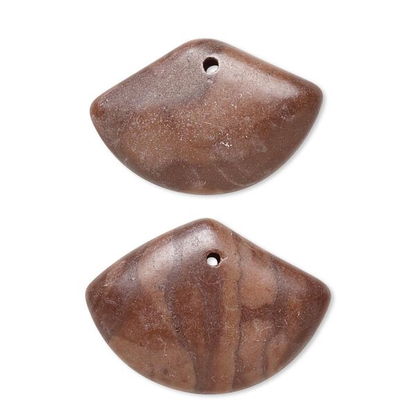 Brown zebra stone 1pkg2, flat back puffed fan drop natural 23x17mm-26x19mm image number 0