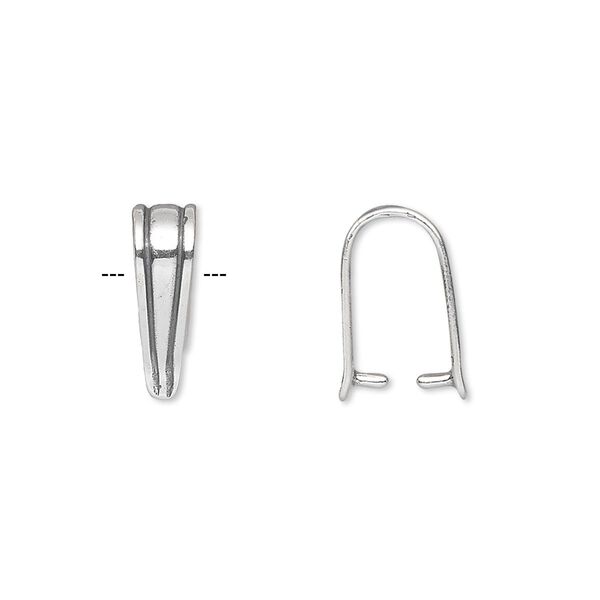 Bail, ice-pick, antiqued sterling silver, 13x4mm shield with lines, 10mm grip length. Sold per pkg of 10. image number 0