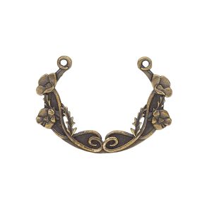 Focal, TierraCast®, antique brass-plated pewter (tin-based alloy), 35x25mm 2-sided oval with poppy festoon design. Sold individually.