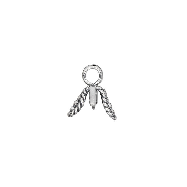 Bail, ice-pick, antiqued sterling silver, 12x10mm with rope loop design, 4.5mm grip length. Sold individually. image number 1
