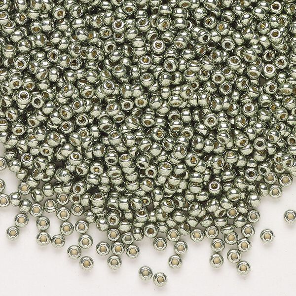 Seed bead, Miyuki, glass, pkg/250g, #11 rocaille, Duracoat® opaque galvanized sea green (RR-4215). image number 0