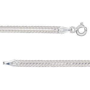 Chain 1pkg1 sterling silver foxtail, 3mm hammered / mixed clasp, 30 inch