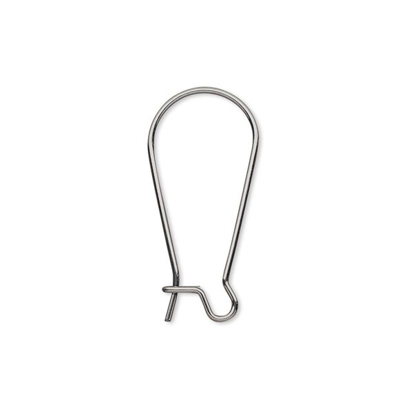Ear wire, stainless steel, 25mm kidney with open loop and hole, 21 gauge. Sold per pkg of 50 pairs. image number 0