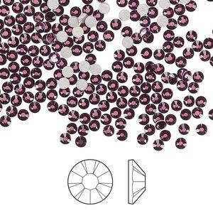 Flat back 144pk amethyst foil back, Preciosa MAXIMA Czech crystal hotfix rhinestone 2.3-2.5mm chaton rose round SS8