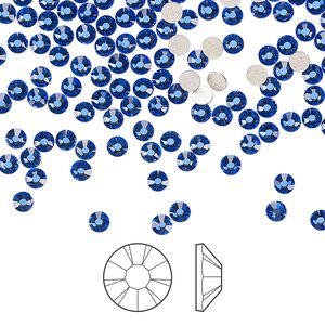 Flat back 1440pk sapphire foil back, Preciosa MAXIMA Czech crystal hotfix rhinestone 2.7-2.9mm chaton rose round SS10