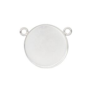 Connector, sterling silver, 21mm round with 20mm bezel cup setting. Sold individually.