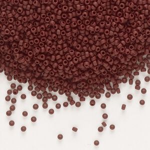 Seed bead, Miyuki, glass, pkg/250g, #15 rocaille, opaque matte espresso, (RR-409F).