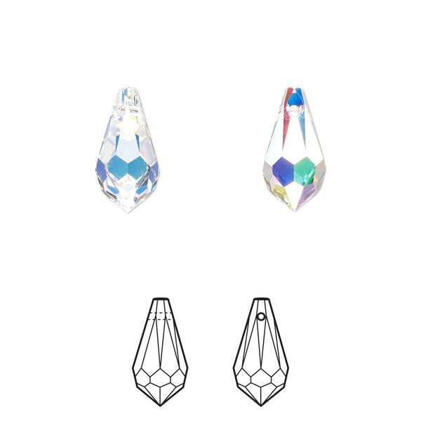 Drop 288pk crystal AB, Swarovski® 13x6.5mm pendant teardrop 6000 image number 0