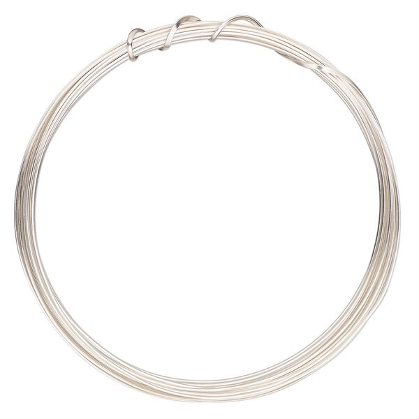 Wire, ParaWire™, silver-plated copper, half-round, 18 gauge. Sold per 4-yard section. image number 0