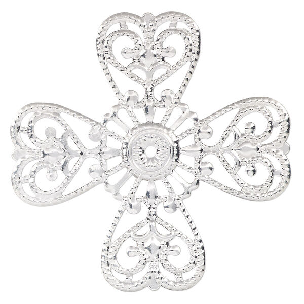 Component, silver-finished steel, 61mm single-sided cross. Sold per pkg of 10. image number 0