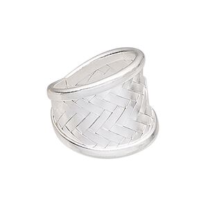 Ring, Hill Tribes, silver-plated copper, 19mm wide with weave design, adjustable from size 8 to 9. Sold individually.